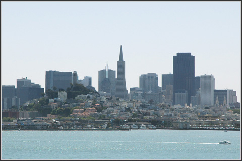 A view of the city from Alcatraz Island.